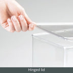 mDesign Plastic Stackable Toy Storage Bin Container Box, Hinge Lid for Organizing Living Room, Play Room, Bedroom, Nursery, Hold Blocks, Puzzles, Books, Lumiere Collection, Clear