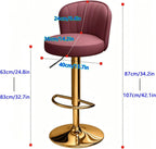 Swivel Stool Chair, Work Vanity Chair, Commercial Event Seat, with Back and Footrest, Height Adjustable, for Kitchen Island, Cafe, Changing Room(Black,Silver feet)