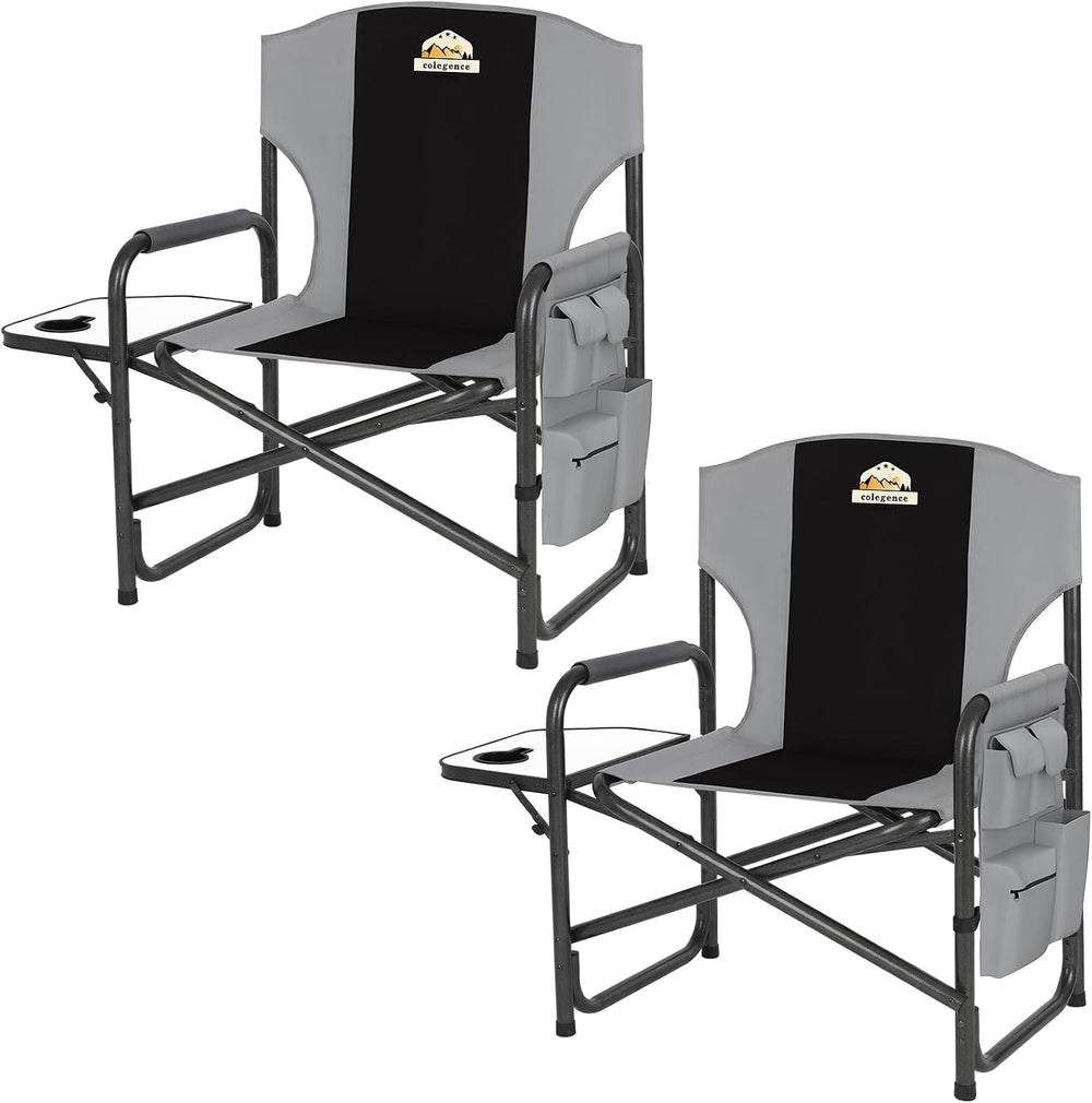 Colegence Oversized Directors Camping Chairs, 2 Pack, 600 lb, Black | Heavy d...