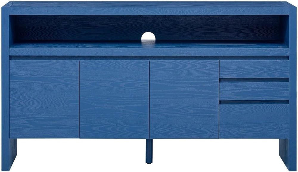 60" 3-Door Sideboard with 3 Drawers - Semi-Open Shelf & Center Semi-...