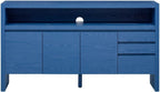 60" 3-Door Sideboard with 3 Drawers - Semi-Open Shelf & Center Semi-Circular Cutout in Back Panel, Large Storage Cabinet for Living Room, Hallway, Dining,for Kitchen