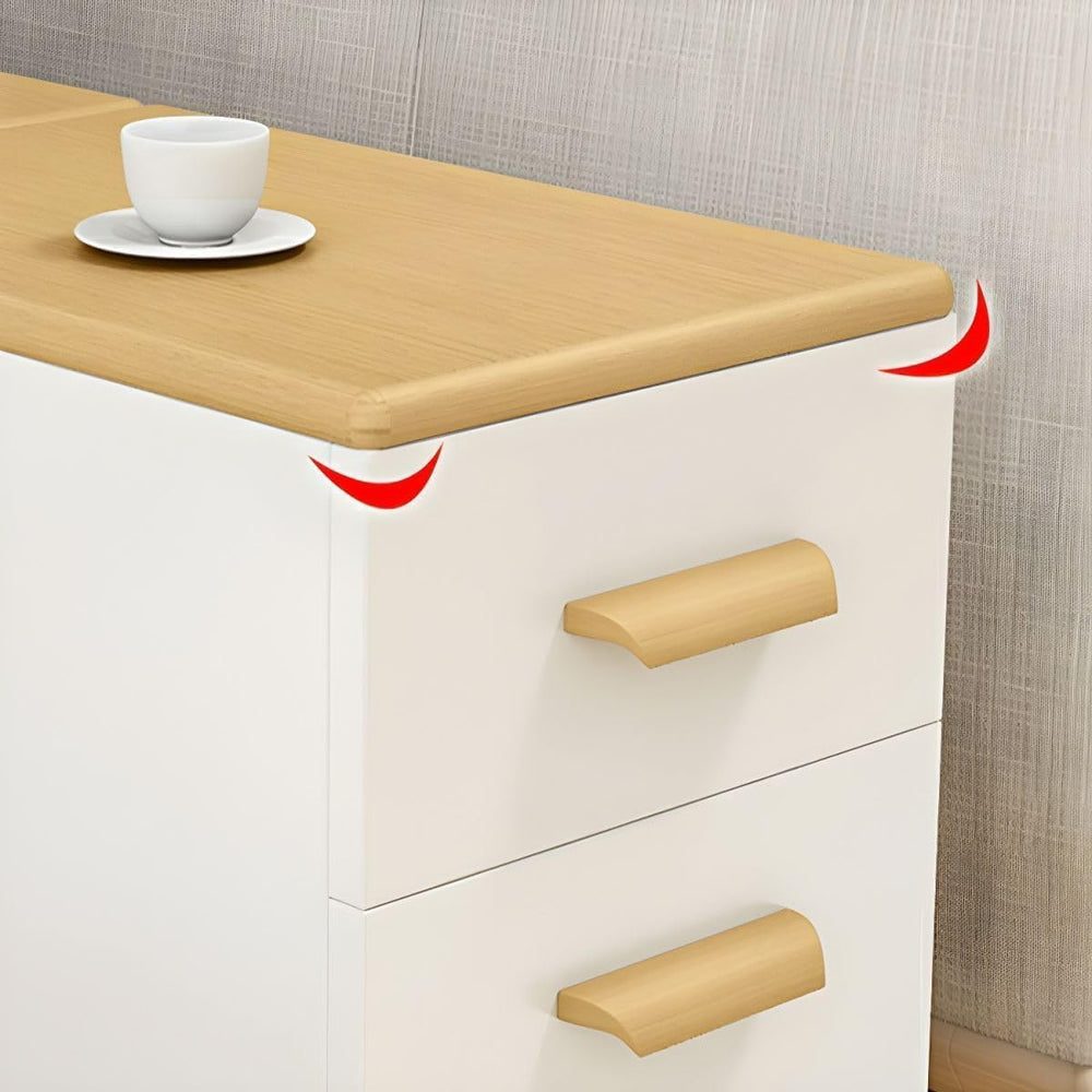 Modern Side Table with Drawers - Wood Home Office Storage End Table, 2-Tone N...
