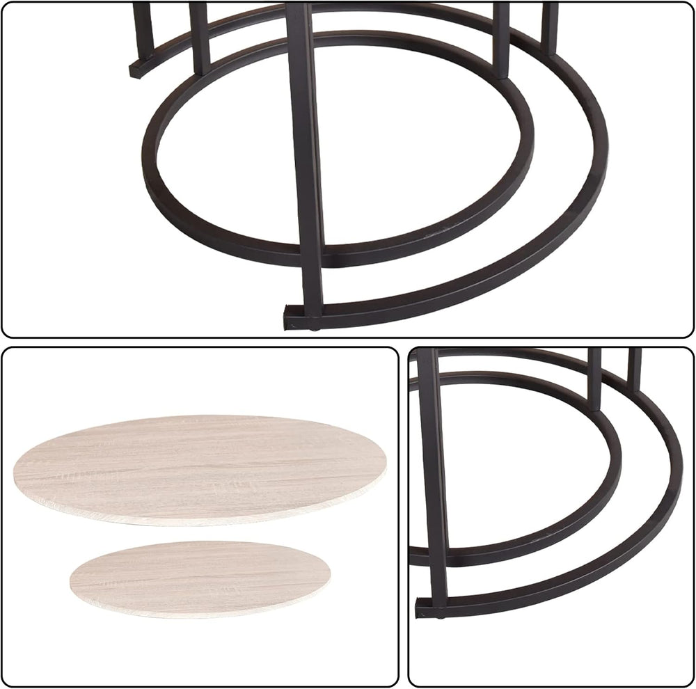 HOMERECOMMEND Round Coffee Tables Nesting Side Set of 2 End Tables for Living...