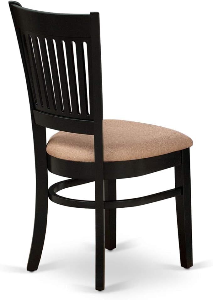 East West Furniture LGVA7-BLK-C 7 Piece Modern Dining Table Set Consist of a Rectangle Wooden Table with Butterfly Leaf and 6 Linen Fabric Kitchen Dining Chairs, 42x84 Inch, Black