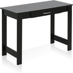 FURINNO Jaya Writing Desk For Residential Use With DrawerBlack, Blackwood, Large