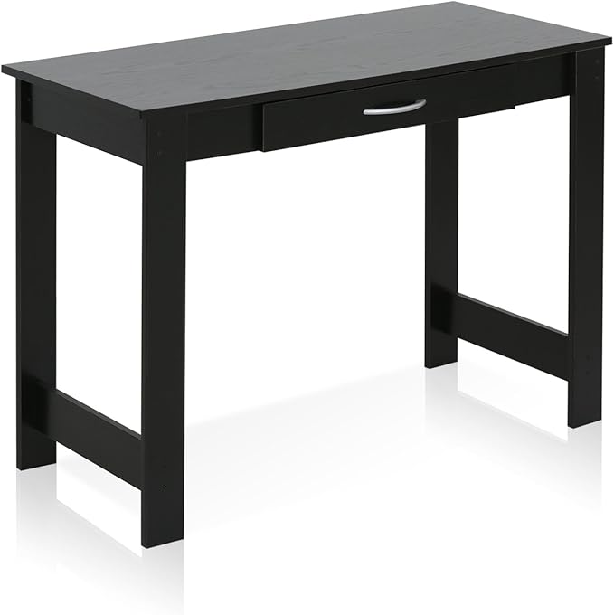 FURINNO Jaya Writing Desk For Residential Use With DrawerBlack, Blackwood, Large