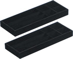 2Pcs Desk Drawer Storage Tray, Nightstand Organizer Tray, Necklace Bracelet Ring Earring Jewelry Display Tray, Grid Table Organizer Holder Tray for Sunglass, Phone, Watch, Perfume (7 grid)/Black