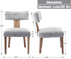 Mid Century Modern Dining Chairs Set of 2, Upholstered Wooden Dining Room Chairs, Farmhouse Kitchen Chairs, Accent Armless Side Chairs with Curved Back for Living Room, Grey Linen, 2PCS