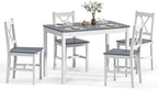 SogesPower Dining Table Set for 4, Wood Rectangular Kitchen Dining Table Set with 4 Chairs, 5-Piece Space-Saving Kitchen Table Set for Dining Room Small Space, Grey+White 43"