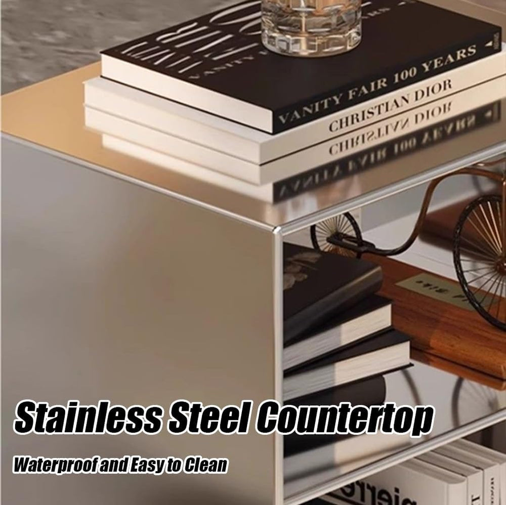 3-Layer Metal Storage Side Table, Square Sofa Side Tables, Simple End Table, ...