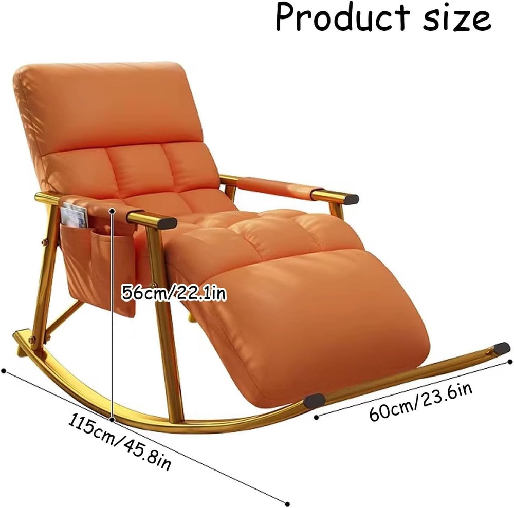Rocking Chair, Adjustable Backrest Chair with Side Pockets, Side Armchairs fo...