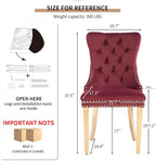 Mid Century Modern Dining Chairs Set of 4, Velvet Upholstered Tufted Back, Kitchen & Dining Room Chairs, Gold Metal Legs, Nailhead Trim, Sillas para Comedor (Red, 4 Pcs)