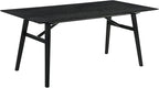 Armen Living Channell Mid Century Modern 5 Piece Black Wood Dining Table Set with Benches in Charcoal Fabric
