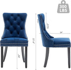 Velvet Dining Chairs Set of 6, Upholstered Dining Room Chairs with Nailhead Trim, Sillas de Comedor Modernas 6, Wooden Kitchen Chairs for Dining Room, Living Room, Kitchen, Bedroom, Blue