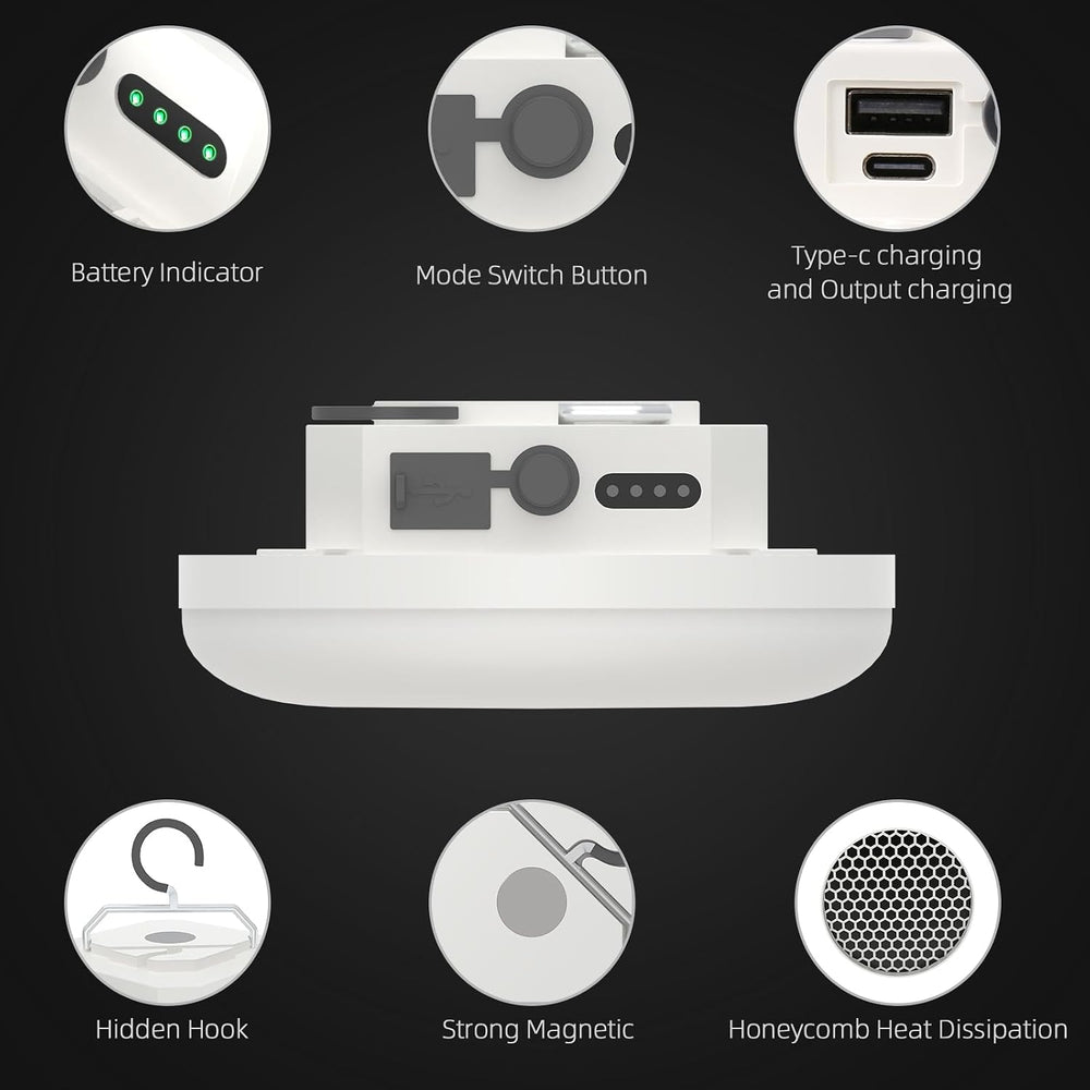 30W 4000LM Rechargeable LED Portable Camping Tent Light,IPX5 Canopy Lights