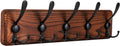 Kruodop Large Coat Rack Wall Mount Coat Hooks Coat Hanger with 5 Metal Black Triple- Hooks Brown Pine Real Wood Plank Hat Rack for Wall Hooks for Hanging Coat Hat Jacket