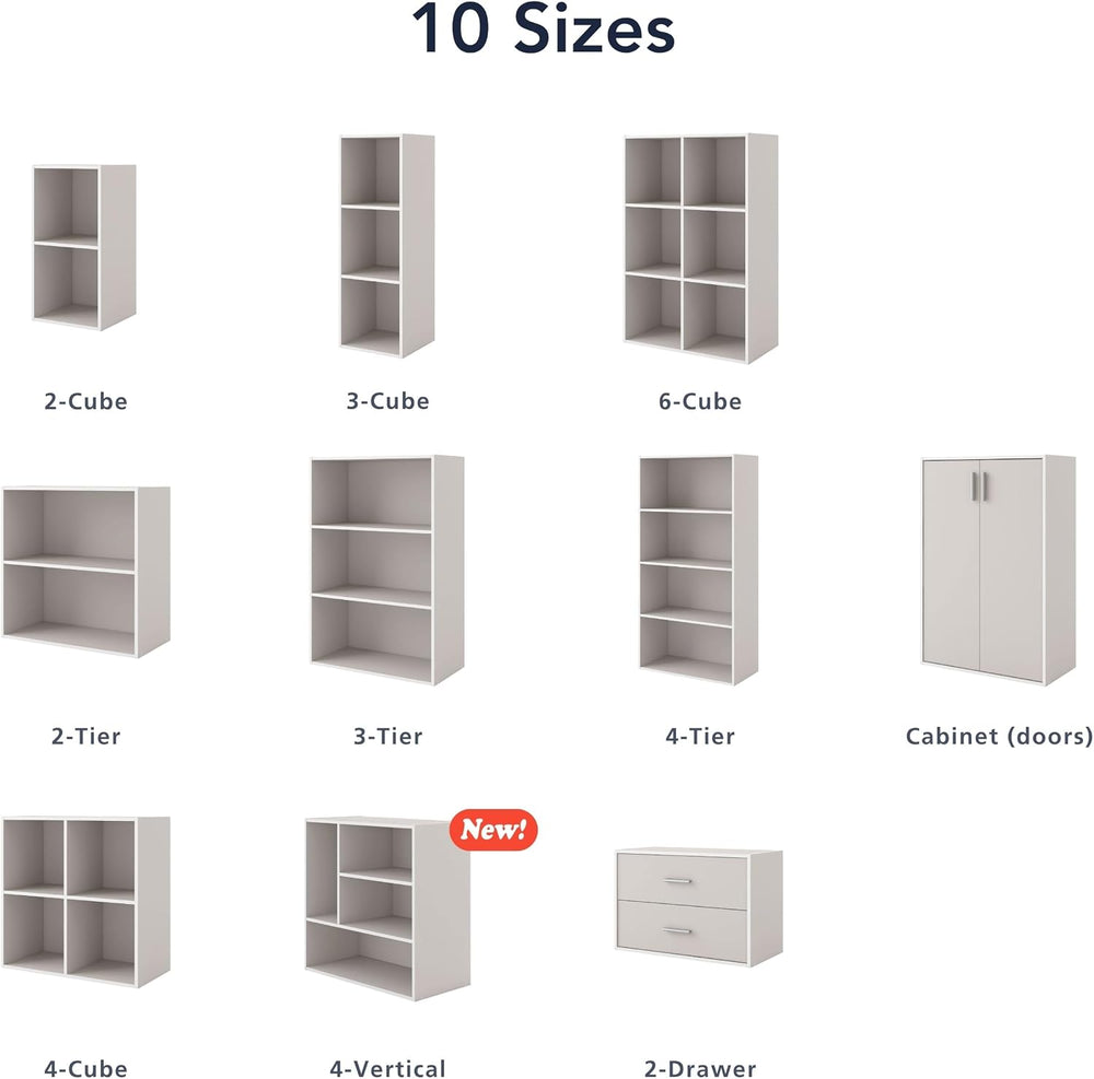 Homes: Inside + Out Apexa 3-Cube Storage Organizer Shelves, Stackable Wood Bo...