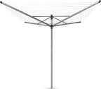 Brabantia Lift-O-Matic Outdoor 4 Arm Clothesline (197 ft/Ø 1.8") Height Adjustable, Folding Clothes Drying Rack + Ground Spike & Cover (Gray)