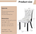 Modern Dining Chairs Set of 4, Tufted Upholstered Dining Chair with Solid Wood Legs, Velvet and Leather Dining Chairs, Sillas de Comedor, Comfy Kitchen Chair (White+Black, 4Pcs)