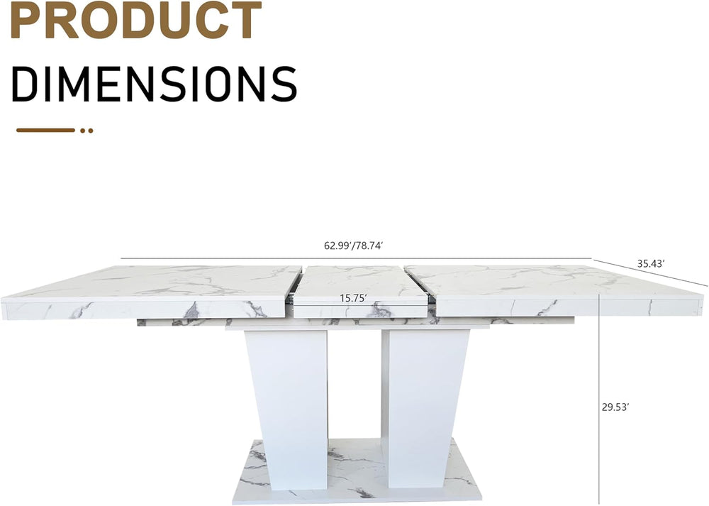 SSLine Rectangular Extendable Dining Table 63"-78.7" Large Conferen...