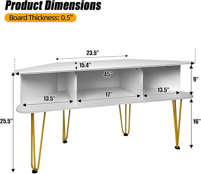 Corner TV Stand for 50 Inch TV, Entertainment Center with Storage Cabinet, In...