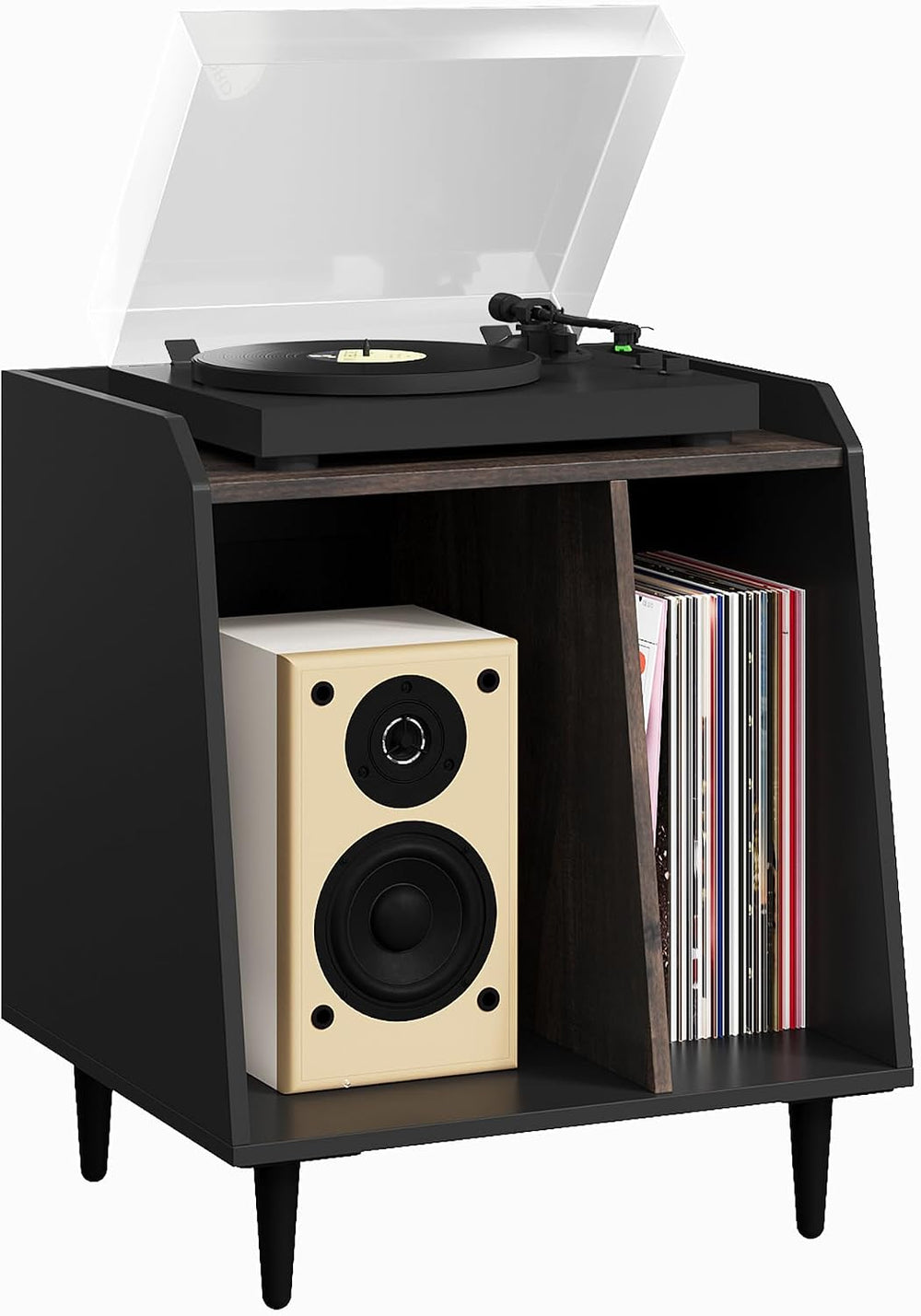 Rresyet End Table, Side Table with Adjustable Divided Shelves, Wooden Storage...