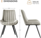 Mid Century Modern Dining Chairs Set of 4, Soft Cushion Upholstered Fabric, Light Grey