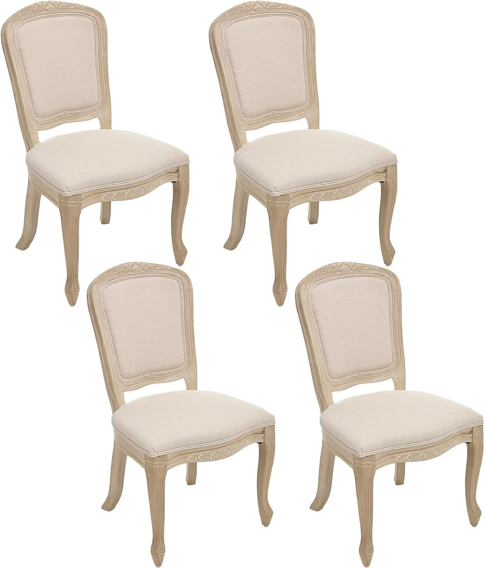 Kmax French Dining Chairs Set of 4, Farbric Upholstered Dining Chairs with El...
