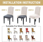 H.VERSAILTEX Dining Chair Covers Velvet Stretch Chair Covers for Dining Room Set of 2 Parson Chair Slipcovers Chair Protectors Covers Dining, Soft Thick Solid Velvet Fabric Washable, Ivory
