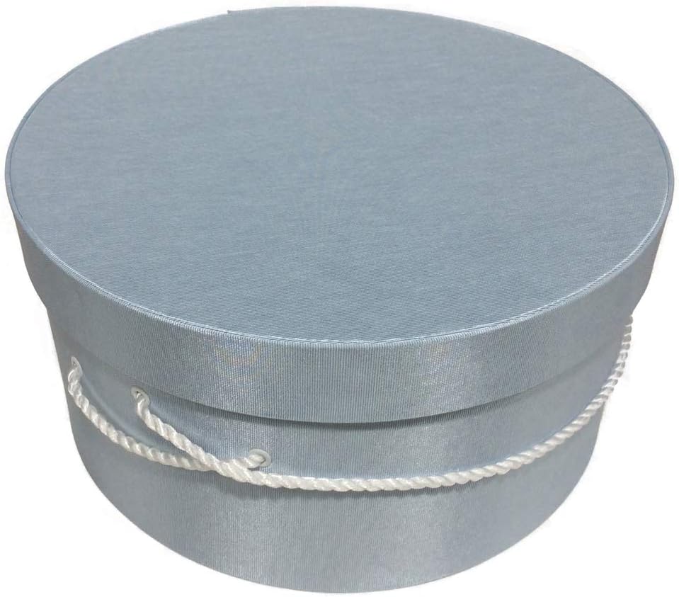 Sarah's Hat Boxes Classic Light Blue Hat Box – 14.75" x 7.5" (Dia. x Ht.) Handmade in USA – Odorless Non-Toxic Adhesive, Cording Handle – Premium Storage for Hats & Accessories