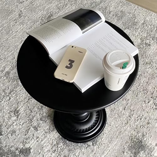 Metal Small End Table,Round Side Table for Living Room,Black,13.8" Lx20.5”H