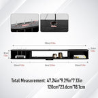 Floating TV Unit, 47'' Wall Mounted TV Cabinet, Floating Shelves with Door, Modern Entertainment Media Console Center Large Storage TV Bench for Living Room & Office (47.24IN, Black)