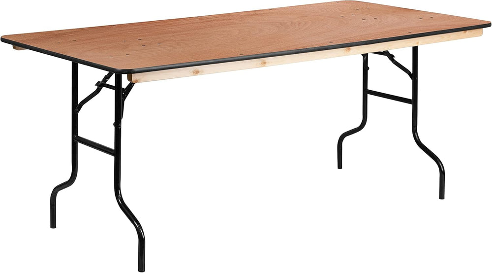 Flash Furniture 6 ft Folding Clear Coat Rectangular Banquet Table, Clear | Du...