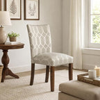 HomePop Classic Parsons Dining Chair - Pewter Gray Cream Lattice (Set of 2)