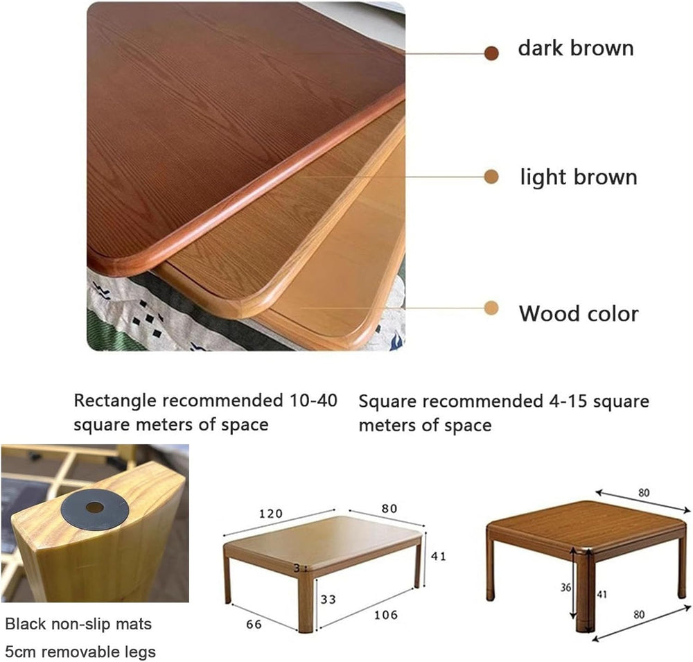 Kotatsu Heating Table Set 80/120cm Japanese-Style Stove Futon Set Kotatsu Hea...