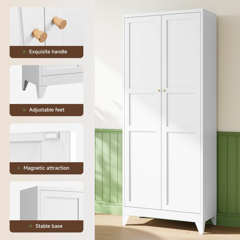 Letaya 75" H Metal Storage Cabinet with 2 Doors and 4 Shelves,Tall Kitch...