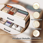 Drawer Organizer Clothes - 14 Pack Beige Dresser Organizer for Baby Clothes, Underwear, Socks, Foldable Closet Storage Divider Bins for Nursery, Bedroom, Dorm