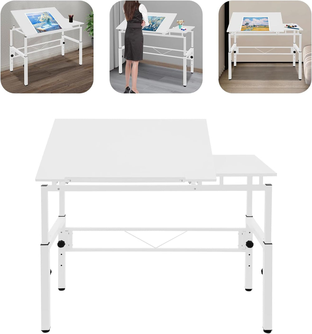Tiltable Drafting Table, Adjustable Height Art Desk for Painting, Crafting | ...