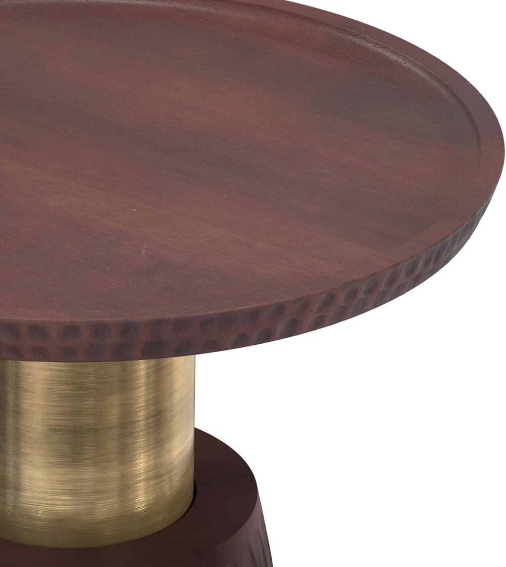 SIMPLIHOME Breanna End Table - 16 inch Wide Solid Mango Wood and Metal Round ...