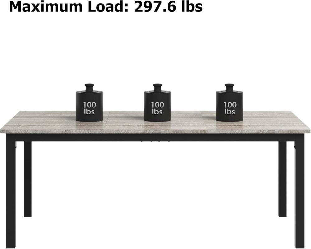 71 Inch Industrial Dining Table, Large Rectangle Kitchen Table with Metal Leg...