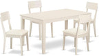 East West Furniture CAAD5-LWH-LC 5 Piece Dining Room Table Set Includes a Rectangle Kitchen Table and 4 Faux Leather Upholstered Dining Chairs, 36x60 Inch, Linen White