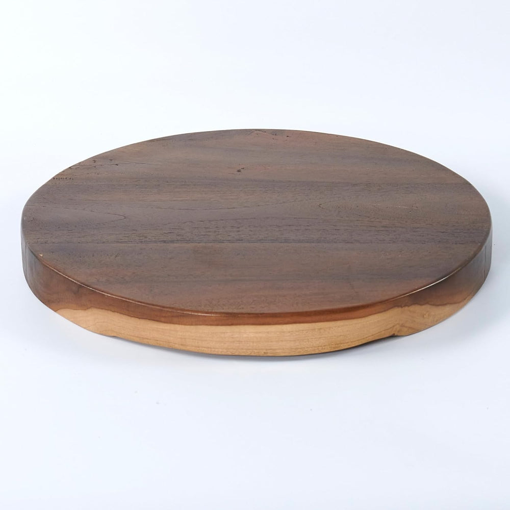 Round Teak Slice Slab Side Wood Table Top 17.7"x17.7"x1.96" Ha...