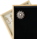 MOOCA 2 Pcs Bamboo Jewelry Display Tray, Presentation Tray, Organizer for Rings, Necklaces, Earrings, and Accessories, Black Color, 14" W x 9.6" D x 1.2" H