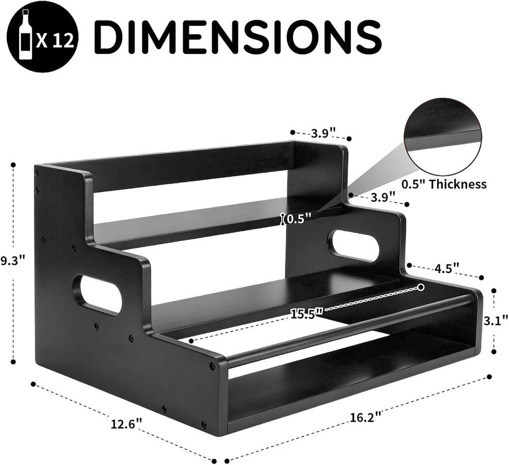 Liquor Bottle Display Shelf, 3 Step Countertop Liquor Wine Rack | Coffee Syru...