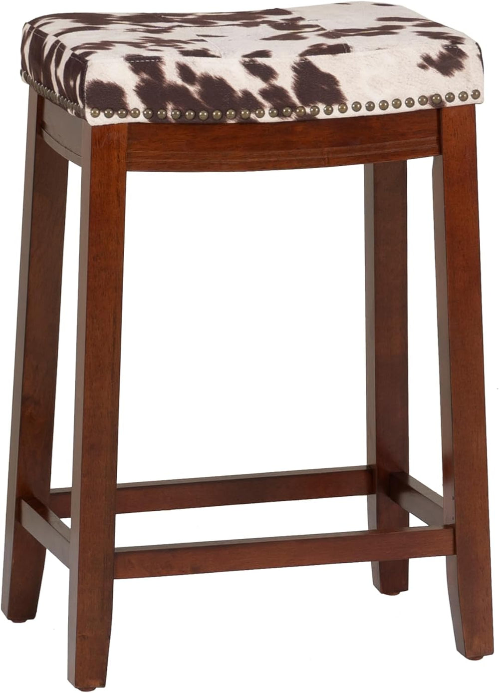 Linon Claridge Rich Brown Wooden 24 Inch Seat Height Counter Stool with Brown...