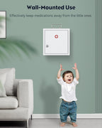 Uniclife Wall Mount Medicine Cabinet with Key Lock & Handle Locking First Aid Cabinet Lockable Medical Cabinet Medium Medicine Organizer Secure Steel Wall Cabinet Metal Storage Box, White