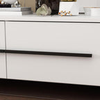 FAMAPY Modern TV Console Extendable Media Console, Adjustable Length, Contemporary Entertainment Center with Drawers and Legs, for Living Room White and Black (95”-133.9”W x 15.2”D x 13.1”H)