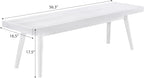 White Solid Wood Bench: Farmhouse Style Slatted Entryway Seat - 56.3" Long New Zealand Pine with Tapered Legs - Bedroom & Hallway Decor for Modern Homes