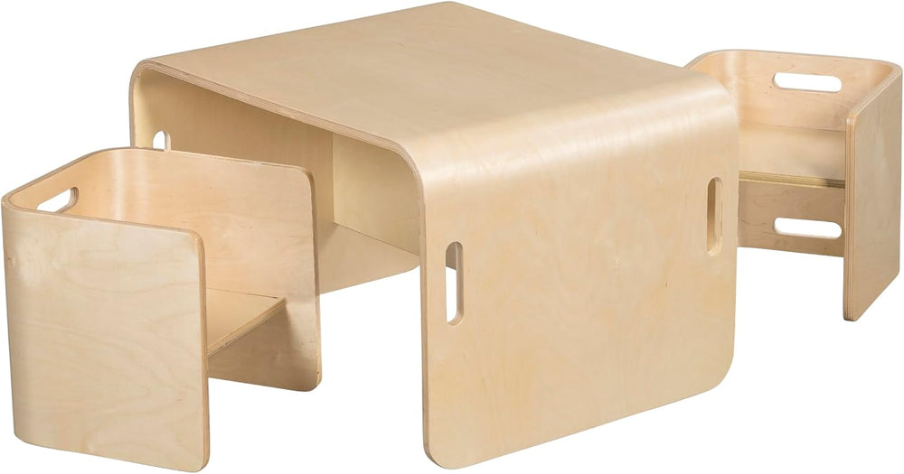 Back2School Express Bentwood Adaptable Table & Chairs Set, 3-Piece, Natur...