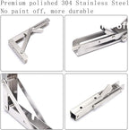 Folding Shelf Brackets, Max Load 300 lb, Heavy Duty Stainless Steel Collapsible Wall Mounted Shelf Brackets for Table, Space Saving DIY Bracket, Pack of 2 (2, 14 Inch)